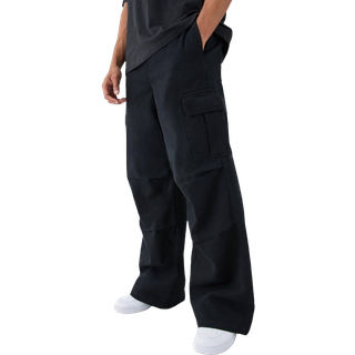 Mens Extreme Baggy Fit Cargo Trousers In Black