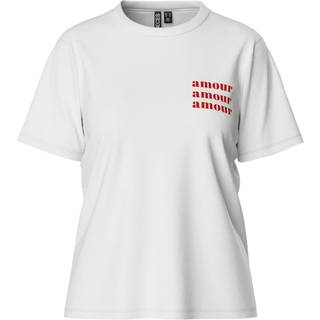 PIECES dame t-shirts PCGABBI - Bright White AMOUR -AMOUR-AMOUR - XS