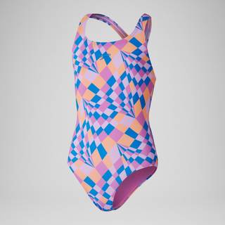 Girls' Printed Medalist Swimsuit Pink