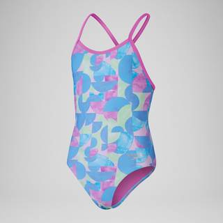Girls' Club Training Allover Digital Vback Swimsuit Pink/Blue