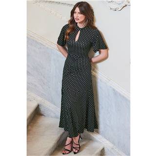 Sosandar Sosandar Black Spot Print Keyhole Detail Jersey Dress