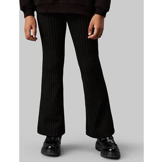 Flared Pinstripe Trousers - Black - 10
