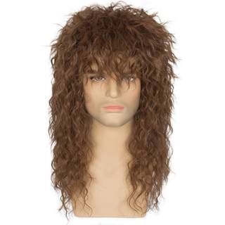 Miss U Hair 80s Parykker til mænd Kvinder Lang Brun Rocker Wig 80s Hair Band Wig Heavy Metal Costume Wig