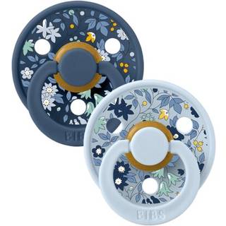 BIBS Rund Colour Sut - 2-Pak - Str. 1 - Naturgummi - Liberty - Chamomille Lawn/Baby Blue Mix