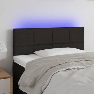 sengegavl med LED-lys 80x5x78/88 cm stof sort