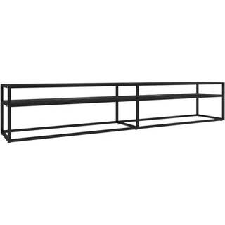 tv-bord 220x40x40,5 cm hærdet glas marmoreffekt sort