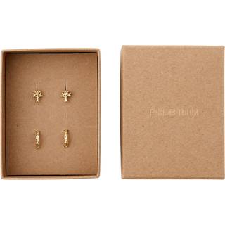 Pilgrim PIPER gavesæt, øreringe 2-i-ét sæt, sølvbelagt