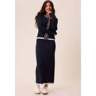 Contrast Knitted Midi Skirt