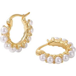 MerlePerle - Isa creoler i forgyldt sølv m. hvide perler