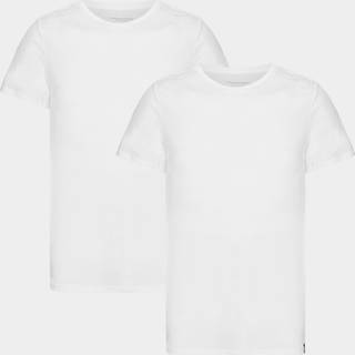 2 hvide bambus slim fit T-shirt med rund hals, L