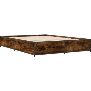 Sengestel 135X190Cm Konstrueret Træ Og Metal Etræsfarve Røget Eg - 29 cm / 120 x 190 cm