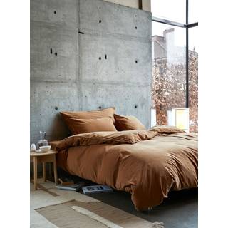 Sengetøj 140x220 cm - Ensfarvet kanel sengesæt - Høie sengesæt i 100% stenvasket bomuld