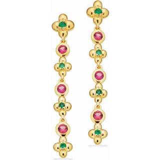 Scrouples øreringe med grøn/pink med cubic zirkonia i forgyldt