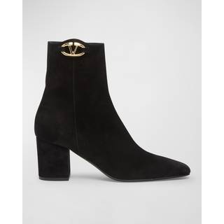Valentino Garavani VLogo The Bold Edition suede booties - black - EU 38