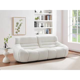 3-personers sofa i hvidt bukle-stof BOVERA