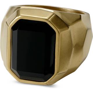 Jax Sort Sten Signetring i Guldfarvet Stål