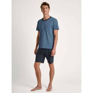 CALIDA Herren Pyjama blau Jersey-Baumwolle unifarben