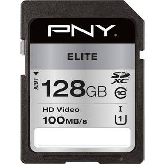 PNY 128GB Elite Klasse 10 U1 V10 SDXC Flash Memory Card - 100MB/s Klasse 10 U1 V10 Full HD UHS -I Fuld st?rrelse SD
