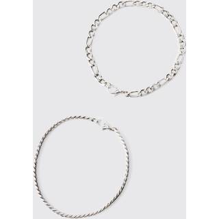 Mens 2 Pack Chain Bracelets In Silver