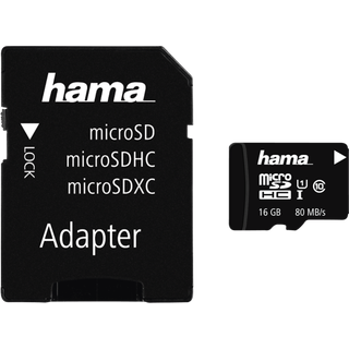 Hama microSDHC Class 10 UHS-I 80MB/s + Adapter/Mobile 16 GB