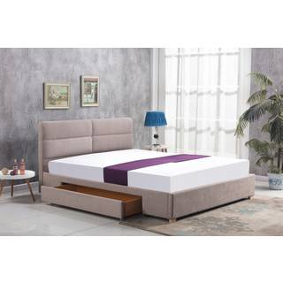 MERDIA seng 160x200 med skuffe til Opbevaring - Beige velour