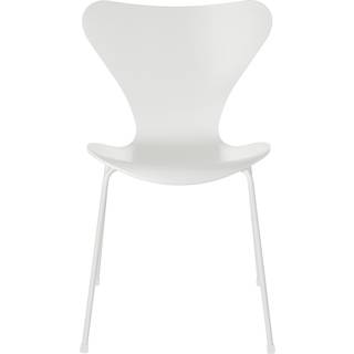 Fritz Hansen - Series 7 stol 3107 bøgefiner stålstel hvid monochrome white - Spisebordsstole - Arne Jacobsen - Hvid - Træ