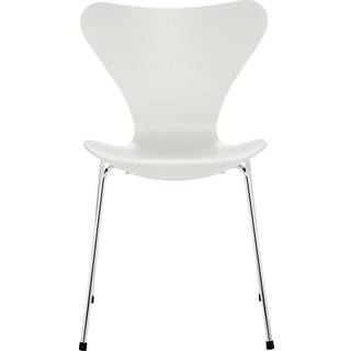 Fritz Hansen - Series 7 stol 3107 farvet askefiner stålstel krom vit - Spisebordsstole - Arne Jacobsen - Hvid - Træ