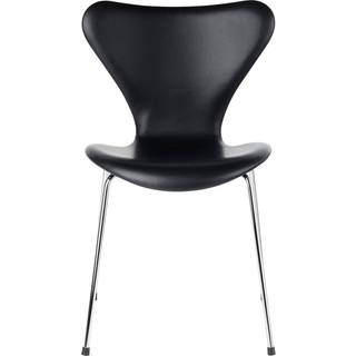 Fritz Hansen - Series 7 stol 3107 bøgefiner stålstel krom svart - Spisebordsstole - Arne Jacobsen - Sort - Metal/Træ