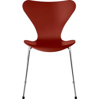 Fritz Hansen - Series 7 stol 3107 bøgefiner stålstel krom venetian red - Arne Jacobsen - RØD - Metal/Træ