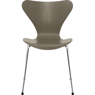 Fritz Hansen - Series 7 stol 3107 farvet askefiner stålstel krom olive green - Spisebordsstole - Arne Jacobsen - Grøn - Metal/Træ