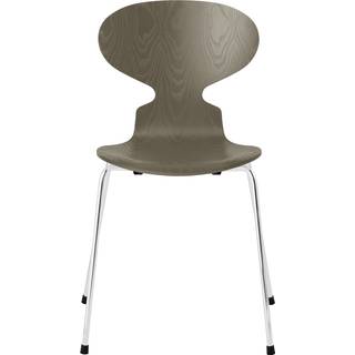 Fritz Hansen - Myren 3101 farvet askefiner stålstel krom olive green - Spisebordsstole - Arne Jacobsen - Grøn - Metal/Træ