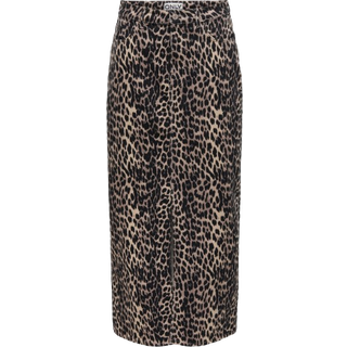 ONLY Onlcilla-ankle Long Slit Skirt Black AOP:Leo XL