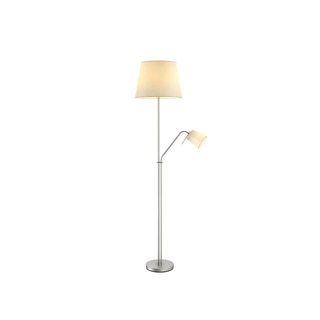 Lindby gulvlampe Nantwin, 175 cm, hvid, nikkel, tekstil