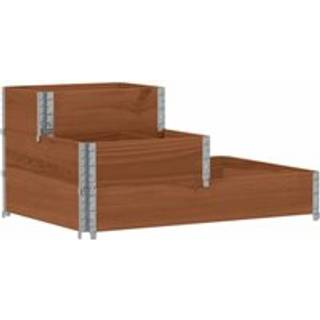 højbed 120x80 cm 3 niveauer massivt fyrretræ brun