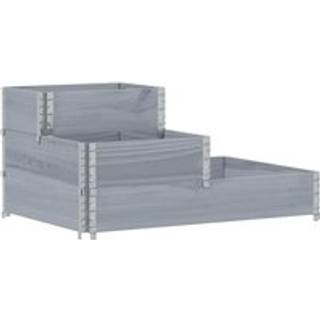 højbed 120x80 cm 3 niveauer massivt fyrretræ grå