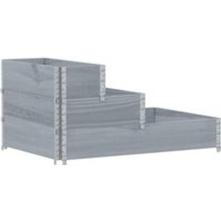 højbed 120x80 cm 3 niveauer massivt fyrretræ grå