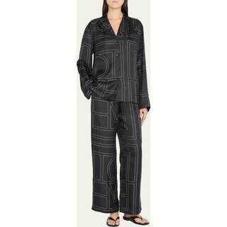 Toteme Logo wide-leg silk pants - black - M