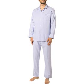 Novila Herren Pyjama blau Flanelle unifarben