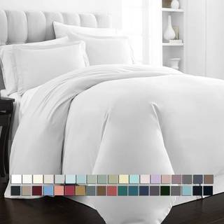 Pizuna Pure 100% Cotton Twin Duvet Cover med Shams Luksuri?st 400 tr?dt?lling Langt h?ftekomton Saten v?vning med skjult knaplukning (k?mmet hvid