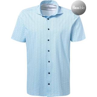 OLYMP Herren Kurzarmhemd blau gemustert