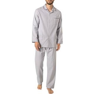 Novila Herren Pyjama grau Flanelle unifarben