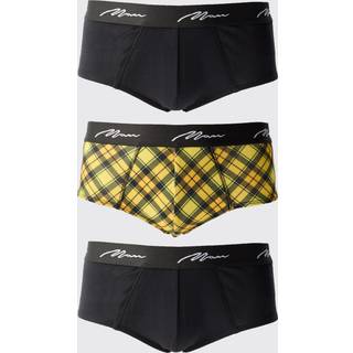 Mens Yellow 3 Pack Man Signature Check Printed Briefs