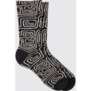 Mens Abstract Patterned Socks In Black