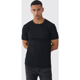 Mens Black Slim Textured T-shirt