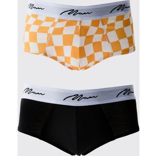 Mens Orange 2 Pack Man Check Briefs