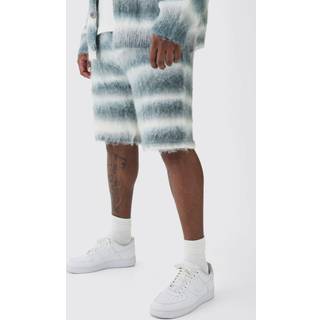 Mens Grey Plus Relaxed Fit Knitted Brushed Shorts