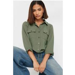 PixieGirl Petite PixieGirl Petite Green Drawcord Long Sleeve Shirt
