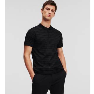 KARL LAGERFELD Herren Polo-Shirt schwarz gemustert