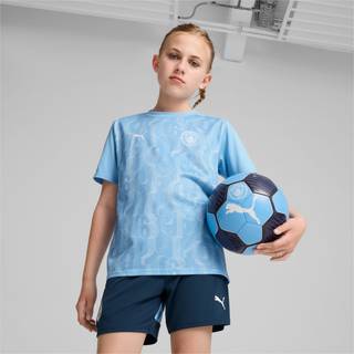 Puma Manchester City Pre-match Short Sleeve Jersey Youth, Blue, Size 9-10Y, Clothing - White - 9-10Y