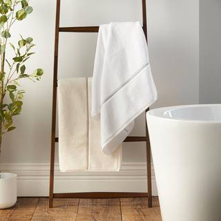 Bianca Bianca White Zero Twist Satin Stitch 100% Cotton Towel